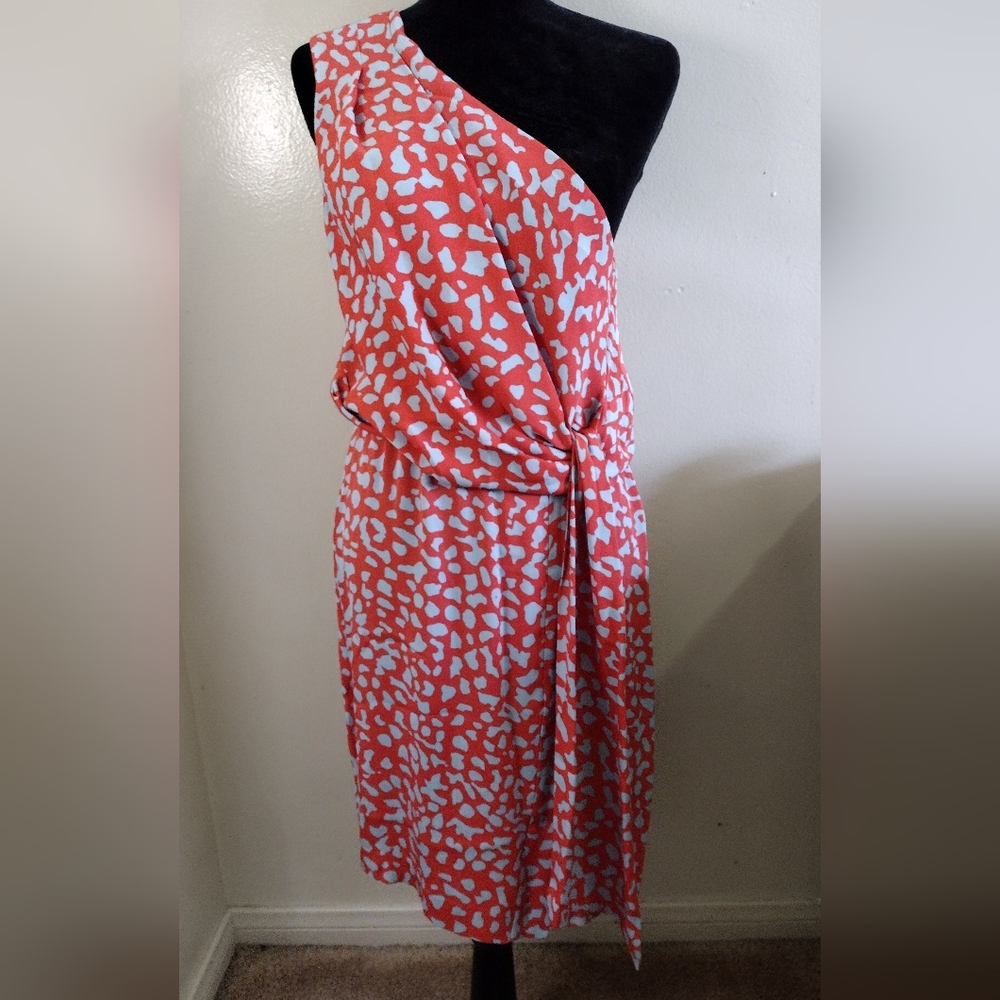 One-Shoulder Red and White Dress